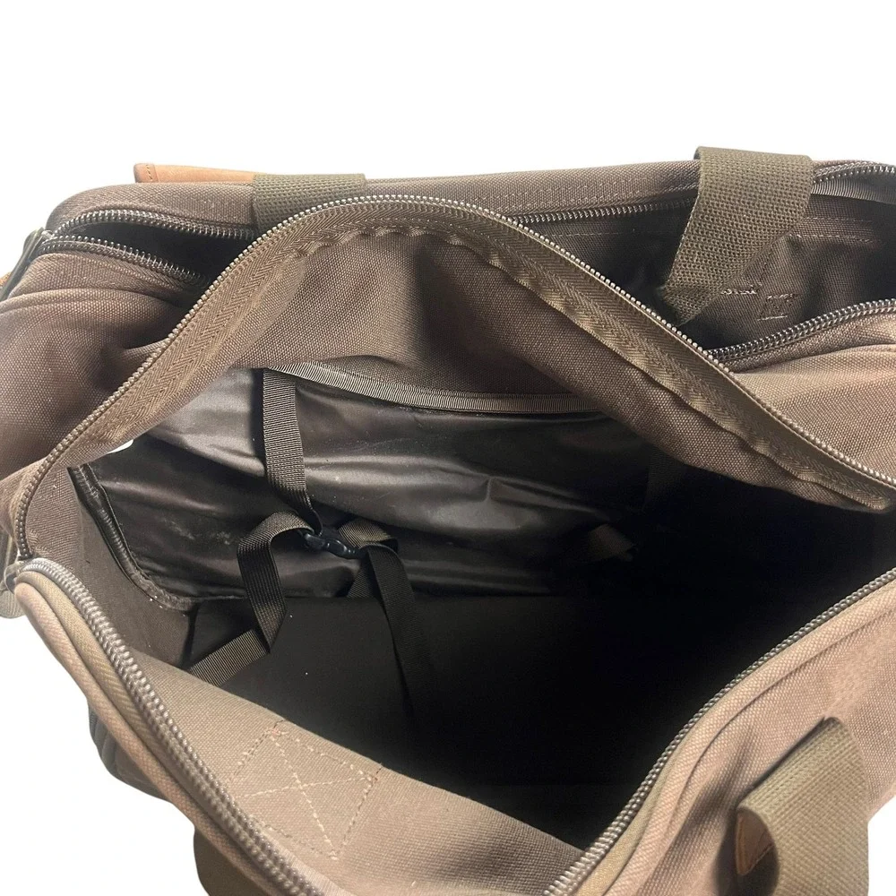 Cabelas Canvas Leather Messenger Bag Brown Briefcase Laptop Shoulder Bag 12691